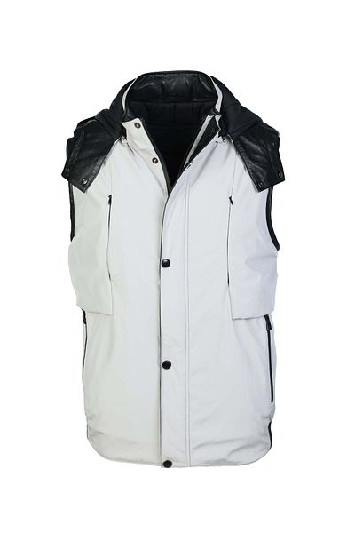 Tamer Tanca Beige/Black Men's Leather Vest and Coat
