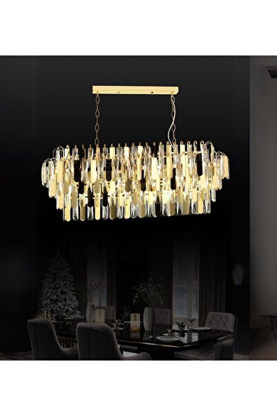 RONİSU AYDINLATMA Daisy Yemek Odası Taşlı Avize  Kristal Taşlı Avize