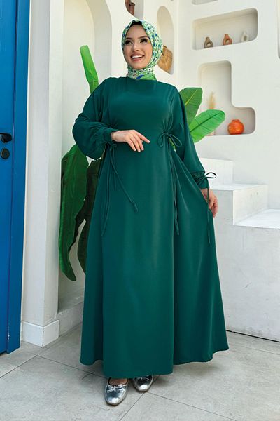 Bym Fashion Σμαραγδένιο Φόρεμα - Με Λεπτομέρεια Γραβάτας, Μοντέλο 6015