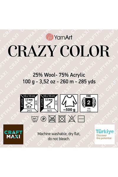 Yarnart Funie de tricotat manual Crazy Color Ebruli-134