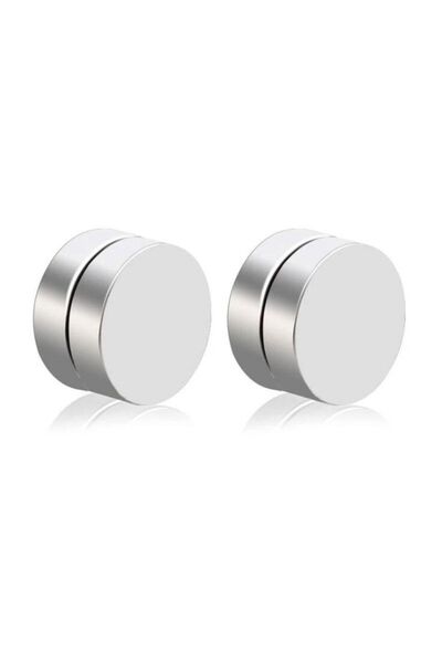 Jaida Moda Unisex Silver Color Magnet Magnetic Steel Earrings 1 Pair