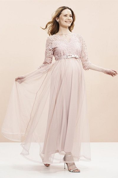 Even Fashion Hamile Giyim فستان سهرة طويل من الدانتيل من التول للحوامل