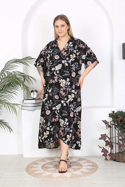 ViolettaXL ROCHIE DE DAME DE Mărime Plus, BUCĂTĂ DE BUCĂTĂ, Gât în ​​V, țesută din viscoză