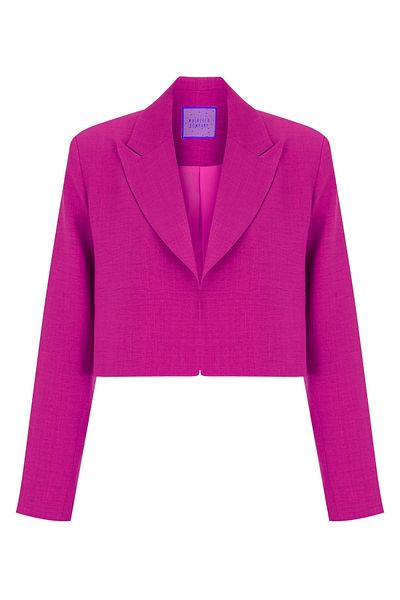 Whenever Company Cyclamen Color Linen Look Crop Jacket