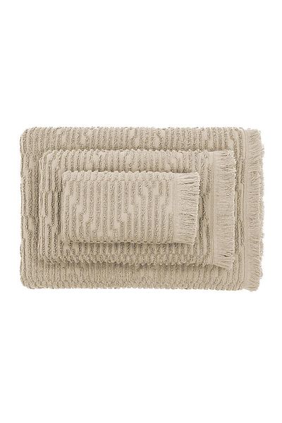 Green Black Ecocotton Anisa Beige 100% βαμβακερό ζακάρ 3 τεμαχίων σετ πετσετών μπάνιου