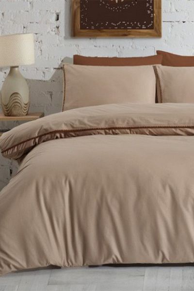 Türkiz Collection Türkiz Σετ Παπλωματοθήκη Turkiz San Marino Beige Διπλό 100% Βαμβάκι