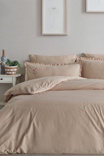 Türkiz Collection Türkiz Σετ Παπλωματοθήκη Valentino Beige Διπλό 100% Βαμβάκι