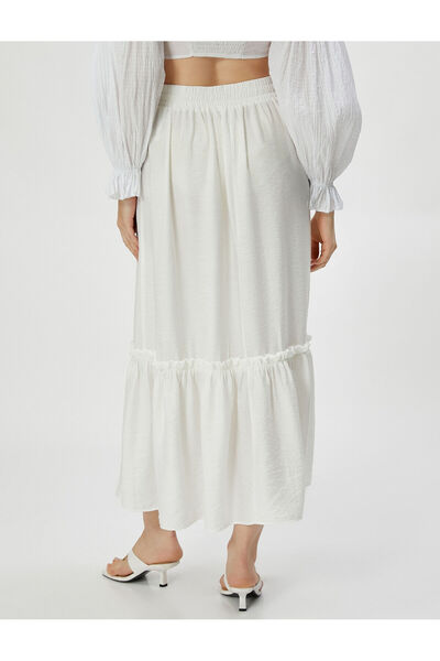 Koton Віскозна довга спідниця з воланами Текстурована з високою талією з оборками