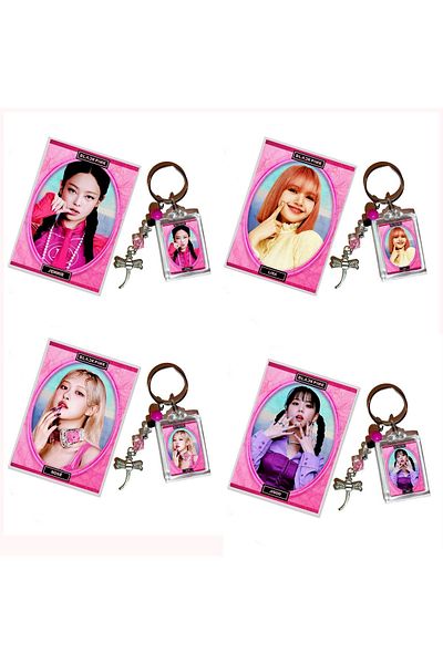 Güneş Kırtasiye Σετ μπρελόκ και φωτοκάρτας Blackpink 4 τεμαχίων