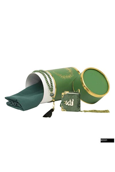 Furkan Neşriyat Taç Silindir Kutu + Mikro Kadife Püsküllü Kuran + Namaz Başör...