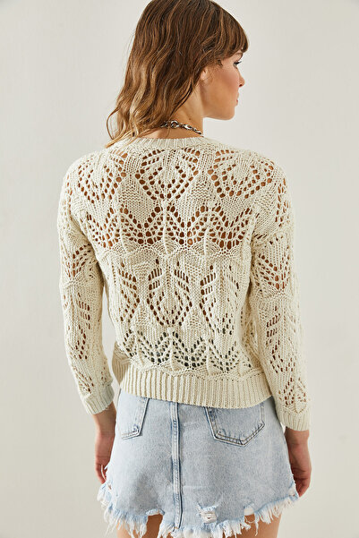 Bianco Lucci Bluzka damska dzianinowa ażurowa -20246173