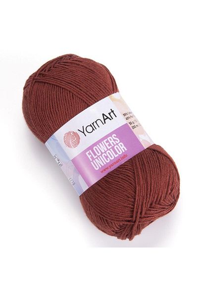 Yarnart Flowers Unicolor - Πλεκτό Χέρι Νήμα Κόκκινο Καφέ-764