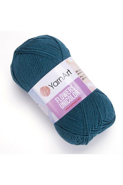 Yarnart Flori Unicolor - Ață de tricotat manual verde petrol-757