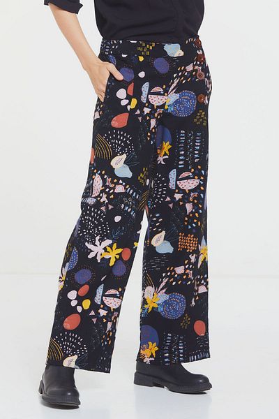 Clandestino Bohemian Style Wide Leg Trousers - Button Detailed Multi