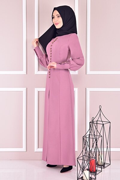 ModaMerve Buttoned Dress Dried Rose Asm21510
