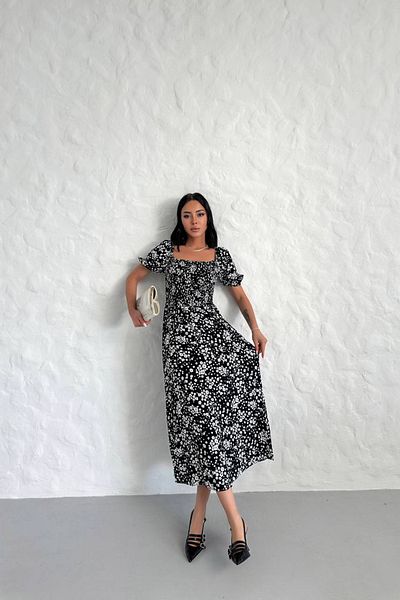 Neşeli Butik Rochie de vară din viscoză cu model guler Madonna - NBG022