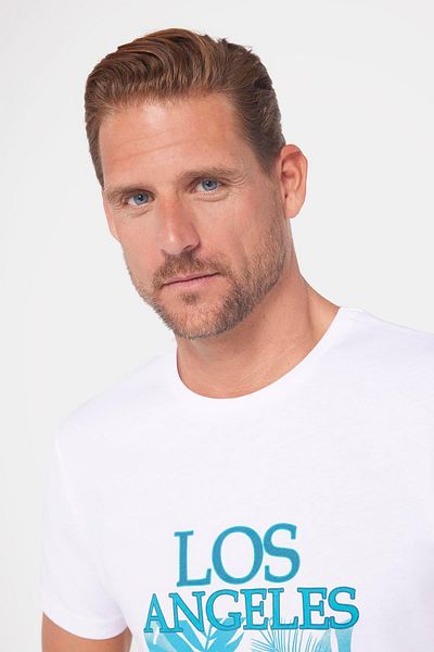 Tudors Λευκό T-Shirt με λαιμόκοψη - 100% βαμβάκι, απαλή υφή, στάμπα και λεπτή εφαρμογή