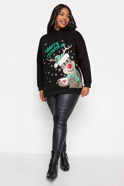 Stil Diva Christmas Themed Printed Hooded Long Sleeve Sweatshirt - Large Size302760