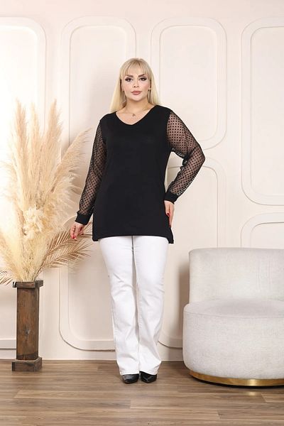 ViolettaXL Plus Size Polka DoT Viscose Tunic - Tulle Sleeve DeTail