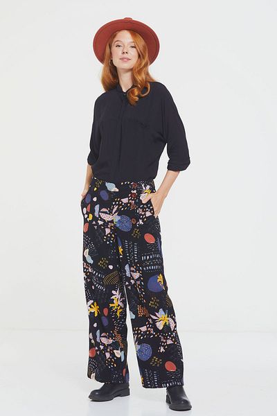 Clandestino Bohemian Style Wide Leg Trousers - Button Detailed Multi