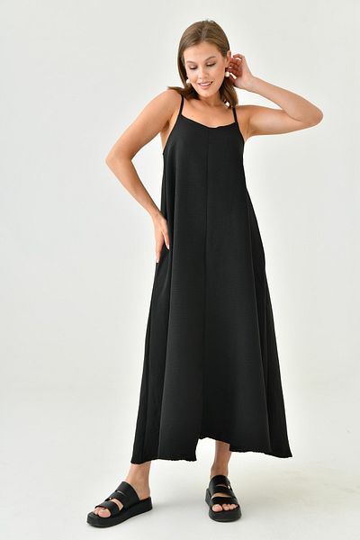 vuvutasarım Tesatura Aerobin neagra - Rochie de plaja Midi Basic cu bretele ajustabile 3378