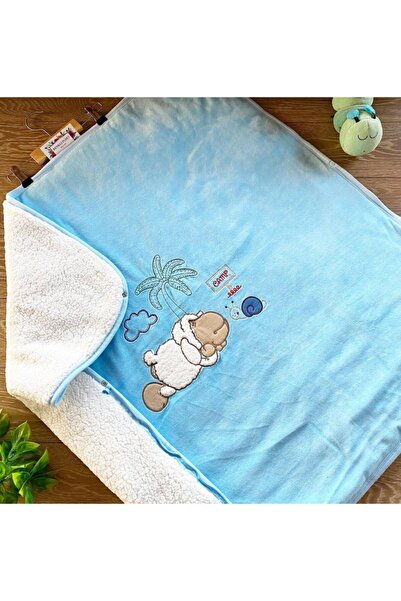 Renkli Puset Kadife Kışlık Kalın Bebek Battaniye Içi Polar Kaplama Kuzu