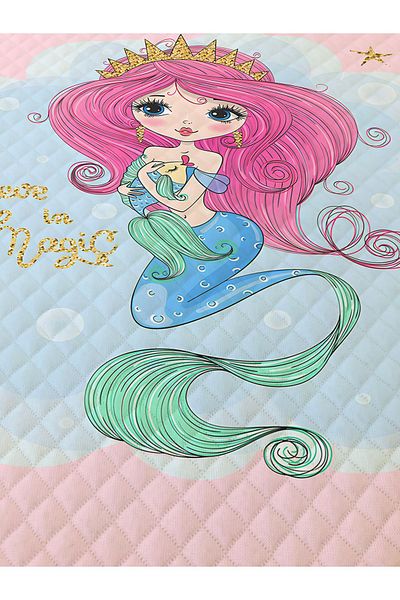 Evmila Mermaid Patterned, Printed Single and Children's Pique Set