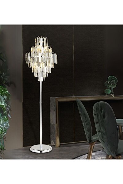 RONİSU AYDINLATMA Daisy Taşlı Lambader Kristal Taşlı Lambader