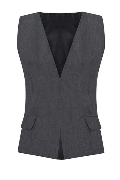 Whenever Company Gray Inner Lined Agraffiti Tied Crepe Premium Vest