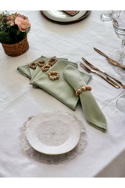 NDC HOME Set șervețele din 6 bucăți din in premium verde salvie (40x40) cu cadou cu cataramă