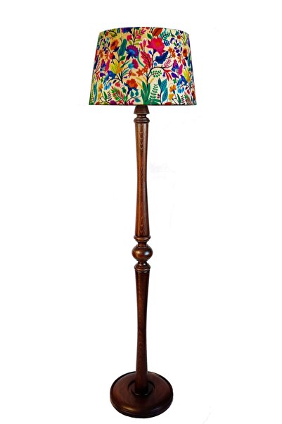 Lambada Torna Ayaklı El Yapımı Masif Lambader (Bahar Desen-koyu Ceviz)