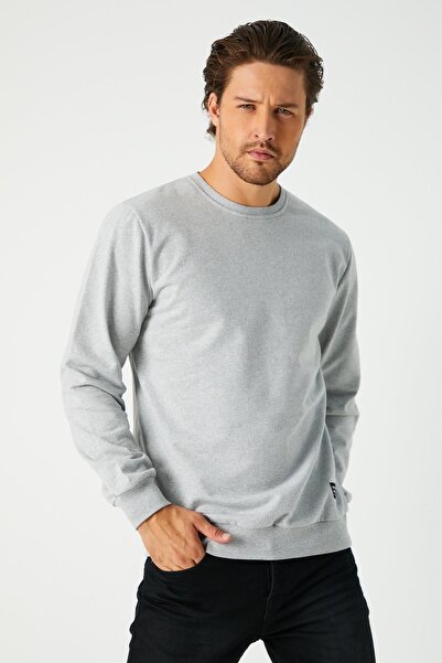 COMEOR Erkek Gri Basic Bisiklet Yaka Regular Fit Normal Kesim 2 İplik Sweatshirt