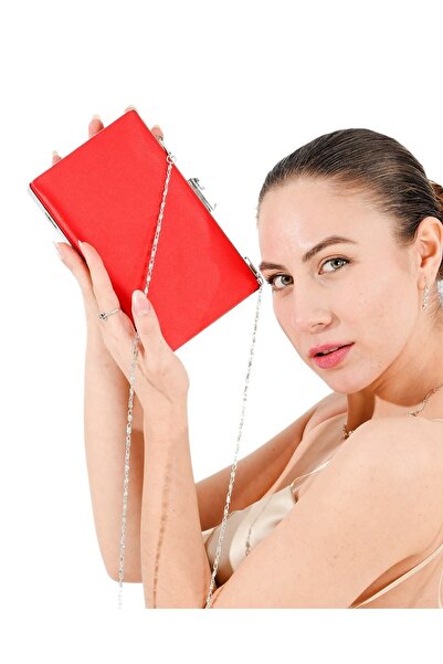 Generic Brand Red Color Satin Stone Case Evening Dress Bag Evening Bag Weddin...