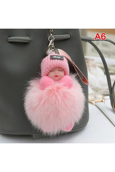 NB market Pink Mini - 10cm Furry Baby Keychain Fluffy