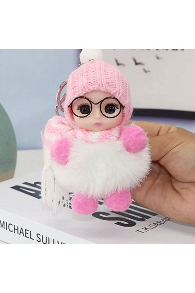NB market Baby Fluffy with Pink Mini Glasses - 10cm Furry Keychain