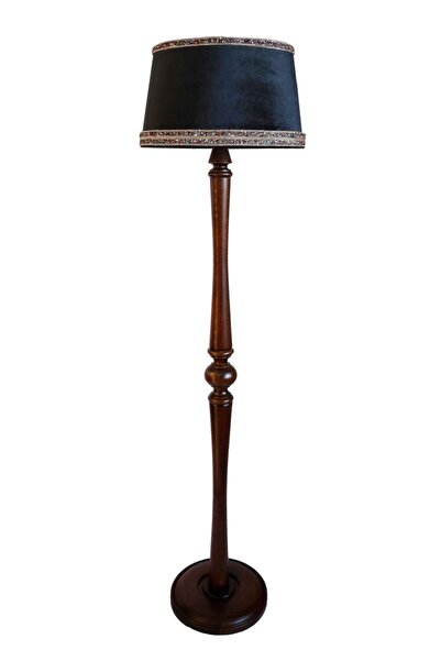 Lambada Torna Ayaklı,taş Aksesuarlı,el Yapımı Masif Lambader ( Siyah/ Koyu Ce...