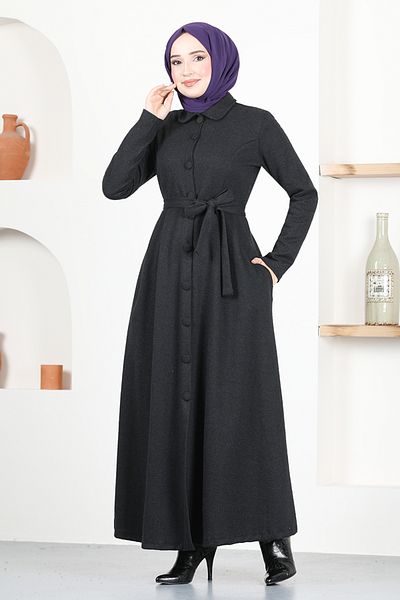 ModaMerve Black Buttoned Cap - Msl4025 Model