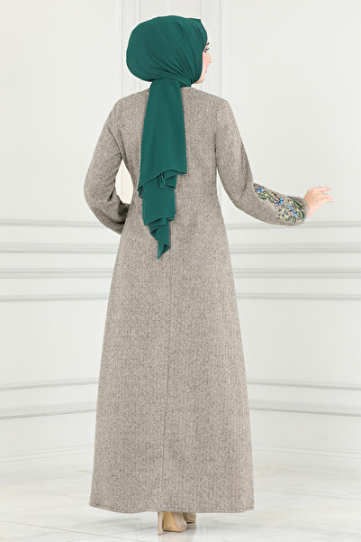 ModaMerve Mink Lace up Dress - Msl8008