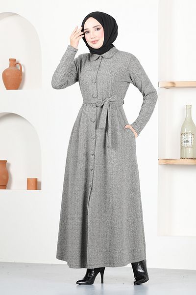 ModaMerve غطاء رمادي بأزرار - MSL4025