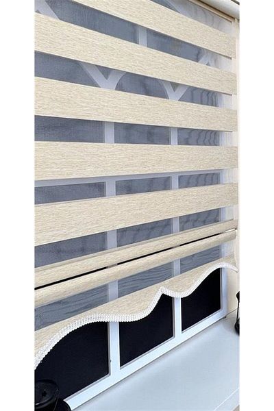 KORUTEKS Zebra Roller Milk Coffee Sliced Curtain Skirt - Z-Kt400V03