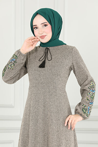 ModaMerve Mink Lace up Dress - Msl8008