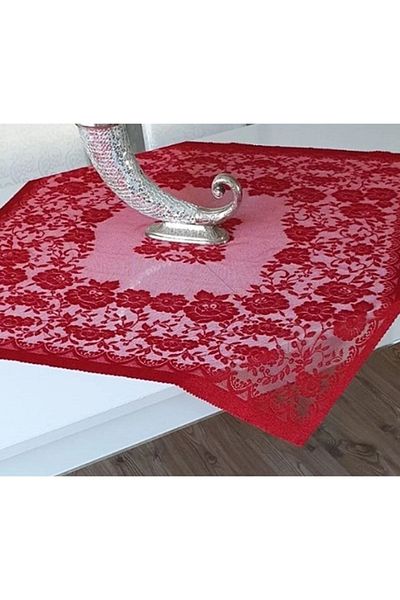 WENESSİ ROSE PATTERN KNITTED SCARF CLOTH Red