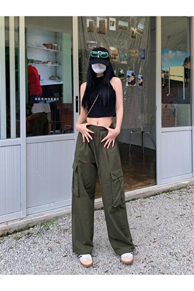 Touz Moda Green Tactical Parachute Fabric Trousers