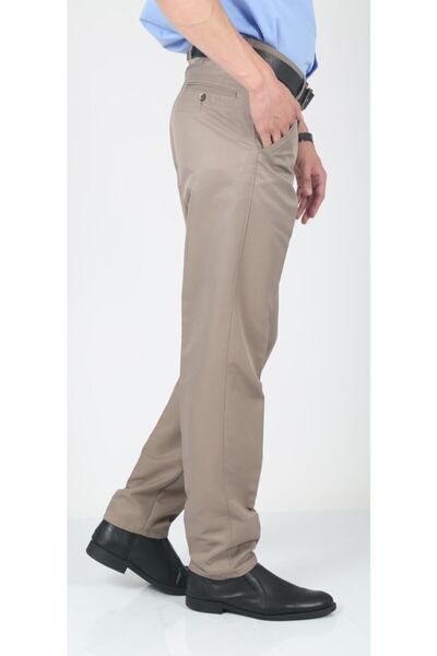 gambia outdoors Ανδρικό καφέ κλασικό λινό παντελόνι plus size άνετο μπαμπά