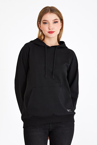 COMEOR Μαύρο γυναικείο φούτερ Basic Hooded - Regular Fit