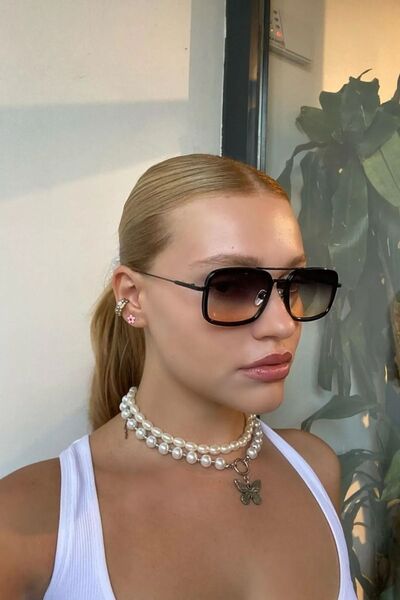 LOOKUP NEW Unisex Kadın Erkek Uv400 Korumalı Bordo Turuncu Siyah Kare Dikdört...