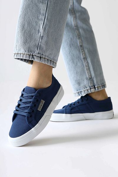 Limoya Timon Navy Blue Comfortable Sole Linen Women's Sneakers, Women's Sneakers