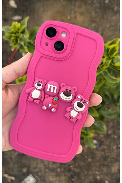 OVADA Iphone 13/14 Uyumlu Dalgalı 3d Şeker Ve Ayıcıklı Kılıf