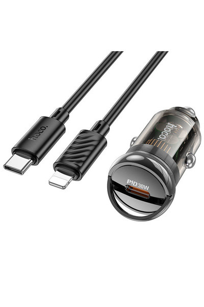 Z53 Sight Single PD30W Type-C Girişli Araç Çakmaklık Hızlı Şarj Aleti + Type-C to iPhone