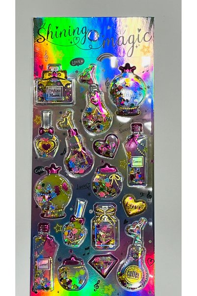 karinabest Giraffe Üç Boyutlu Simli Metalik Çıkartma Etiket Sticker Shining Bottles 1 Paket